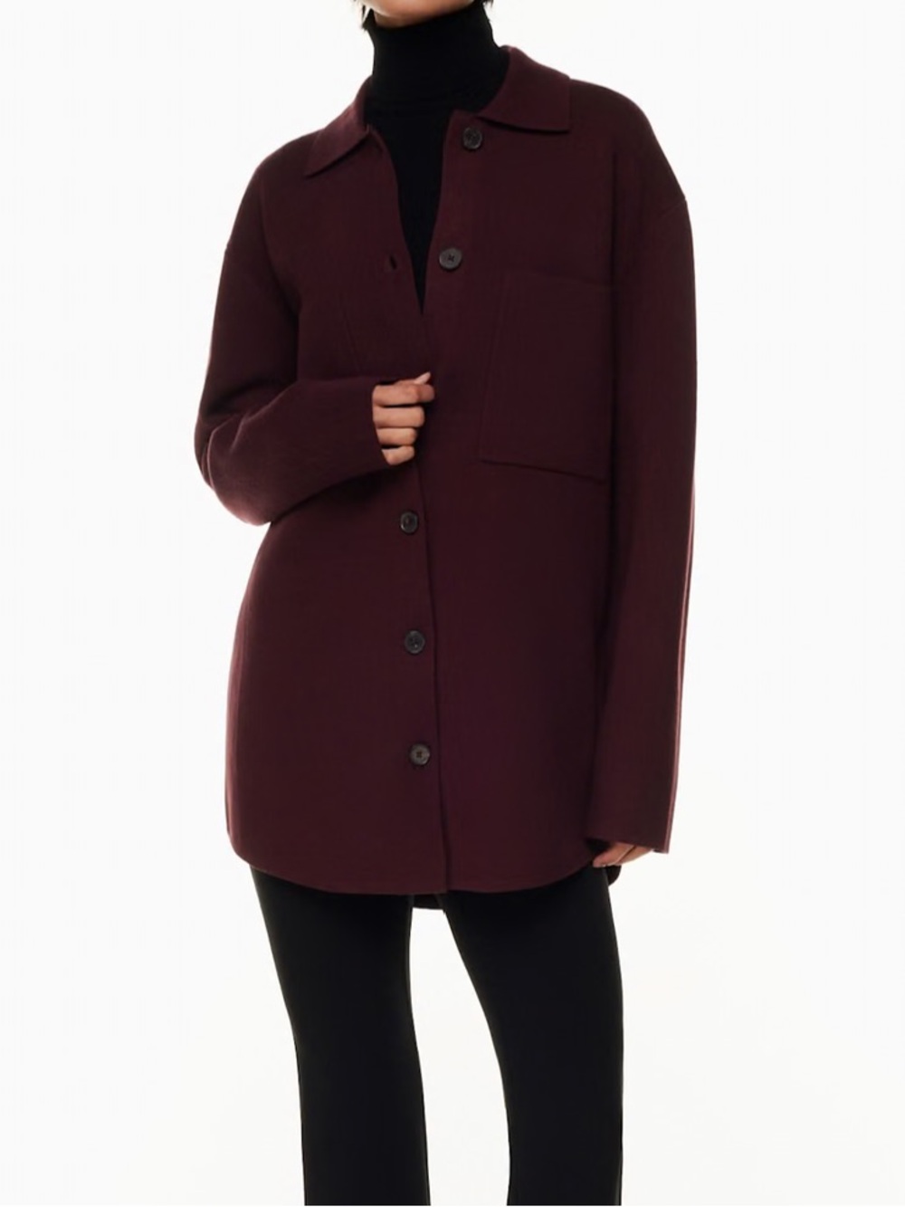 Aritzia Babaton Button Up Oversized Society Sweater Knit Shacket Size XS
